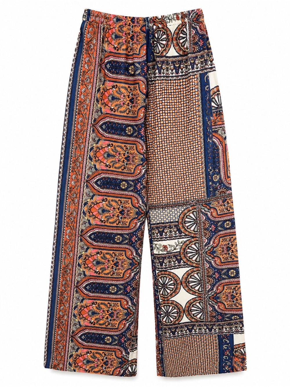 colorful, wide-leg bohemian palazzo pants vibrant patchwork-style  boho size sma